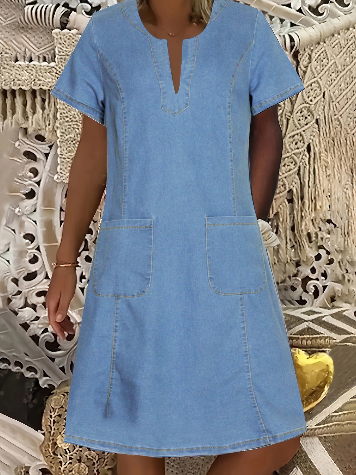 Women's Denim Dress Solid Color Thin Mid-length Dresses