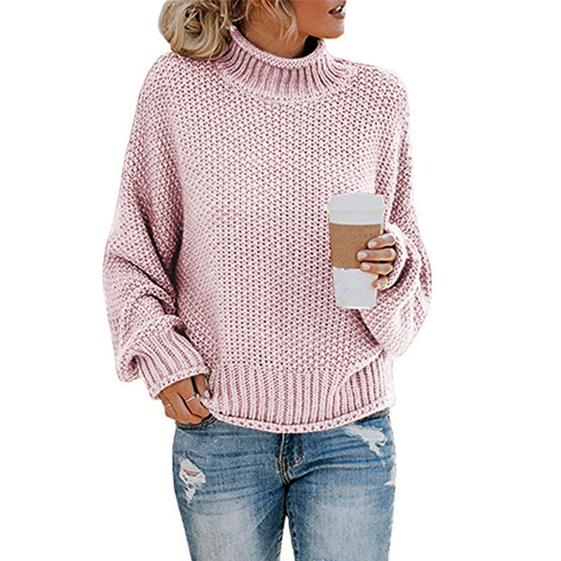 Thick Needle Half Turtleneck Pullover Loose Sweater