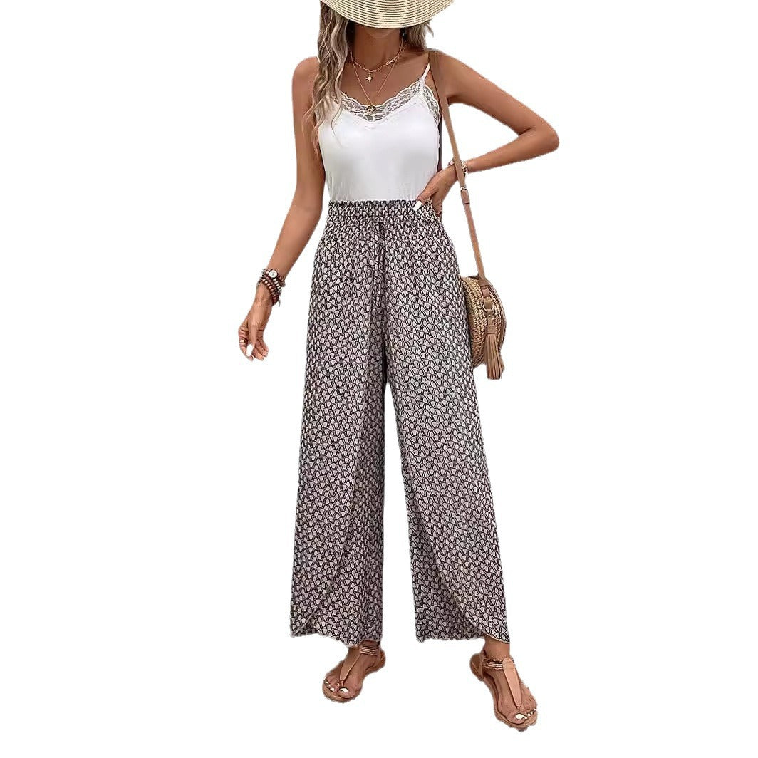 Women's Summer Fashion Floral Side Slit Pants