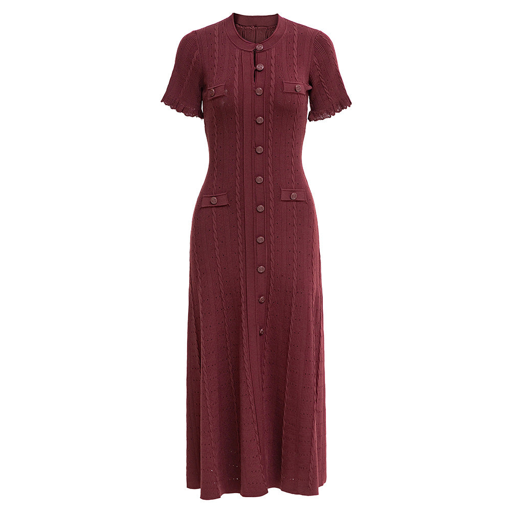 High Quality French Style Temperament Sleeve Hollow Thread Dresses