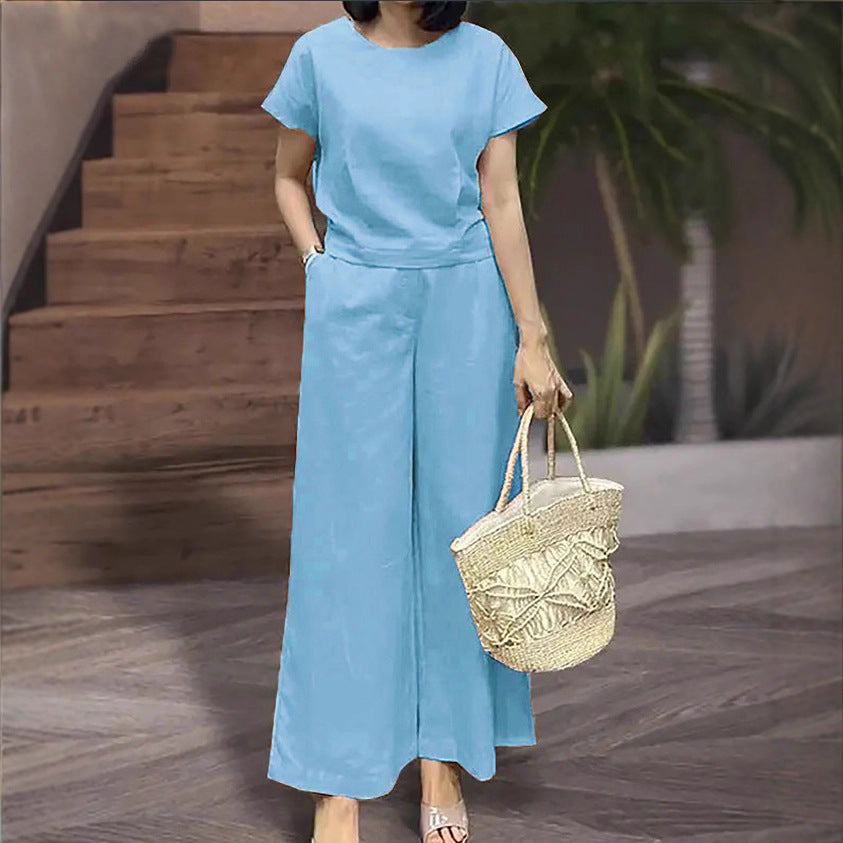 Women's Summer Two-piece Solid Color Loose Label Fashion Casual Suit