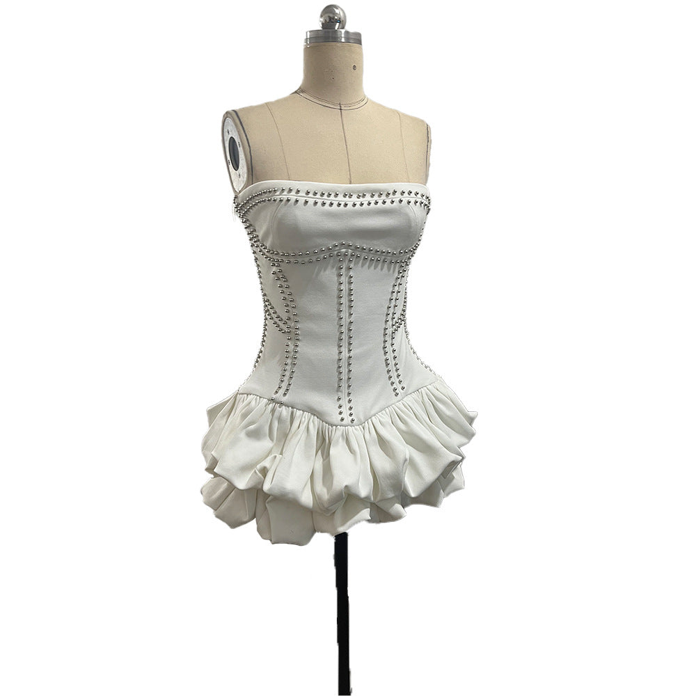 Women's Beaded Sexy Tube Dress Slim Fit Dresses