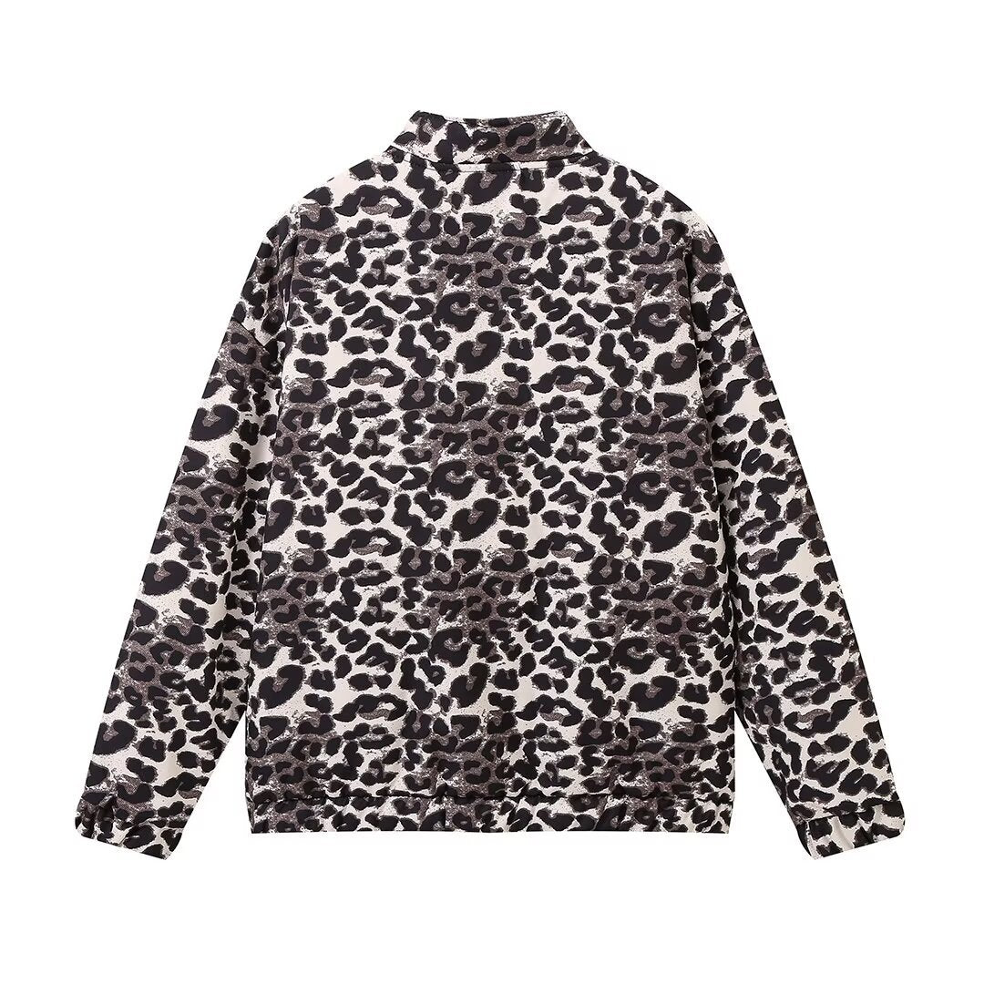 Women's Winter Leopard Print Zipper Cotton Coats