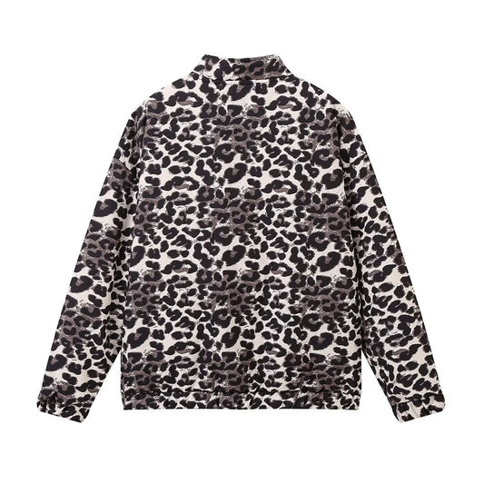 Women's Winter Leopard Print Zipper Cotton Coats