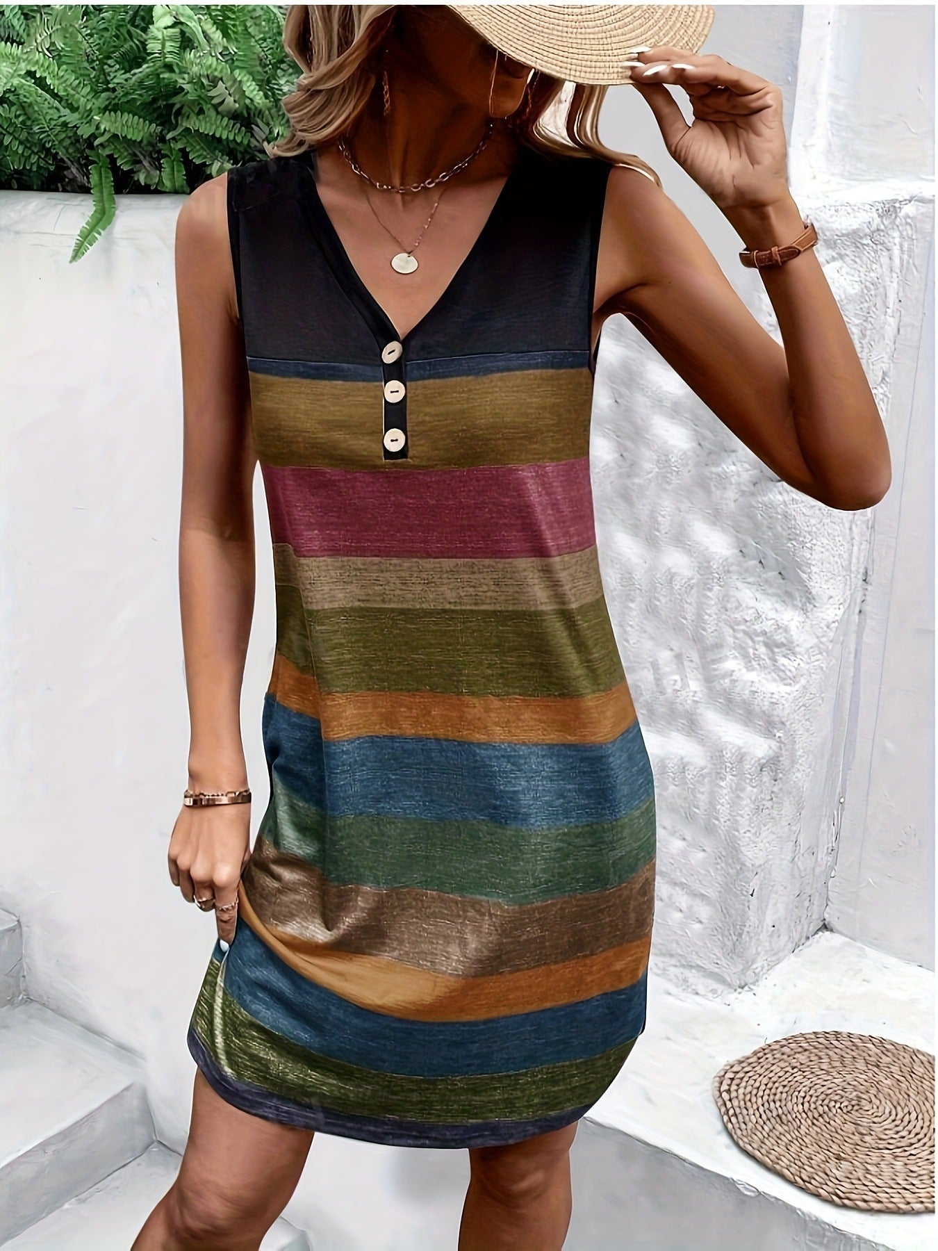 Graceful Knitted Color Matching Sleeveless Fashion Vests