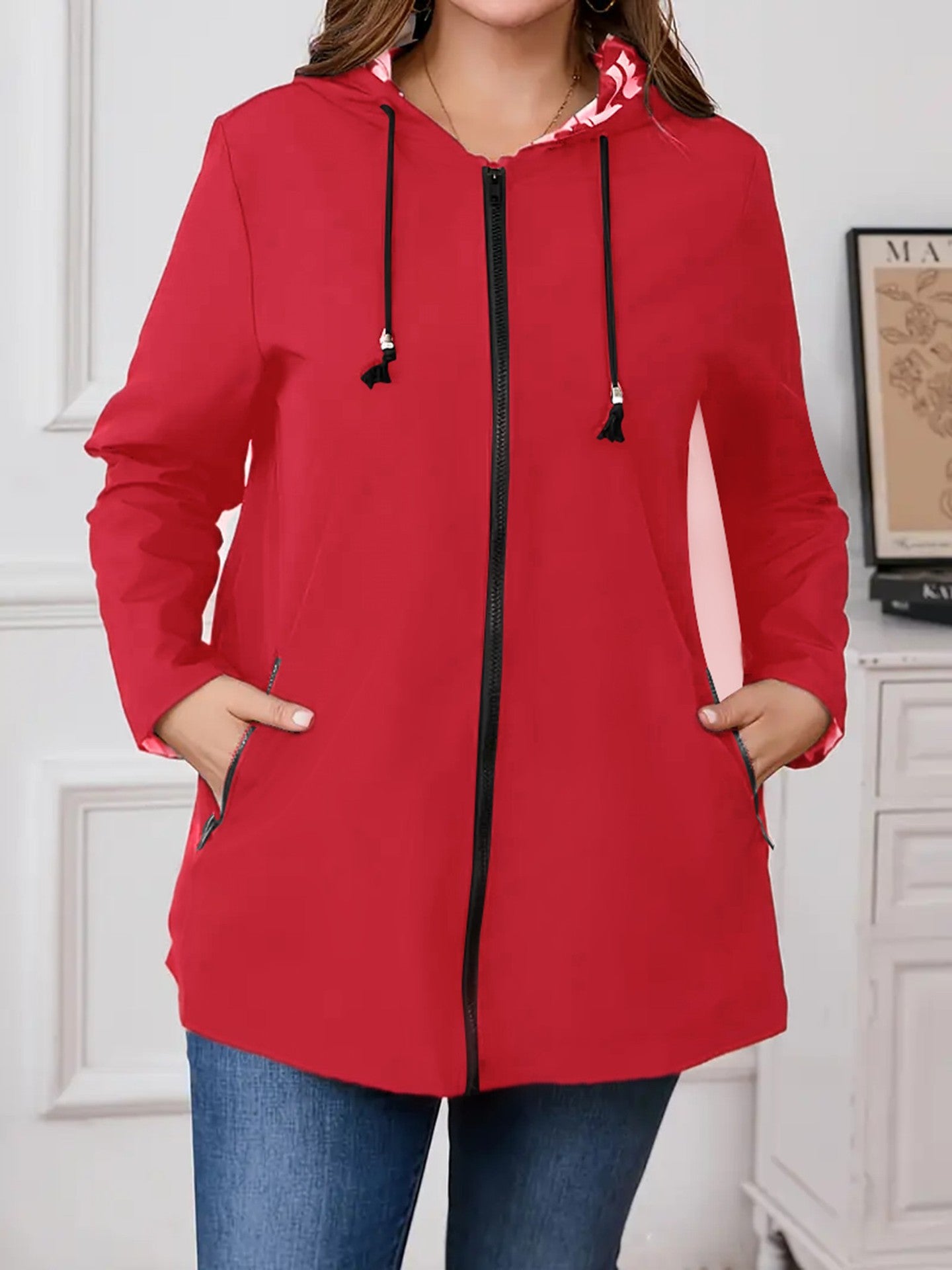 Women's Windcheater Zip Hooded Lightweight Outdoor Windproof Coats