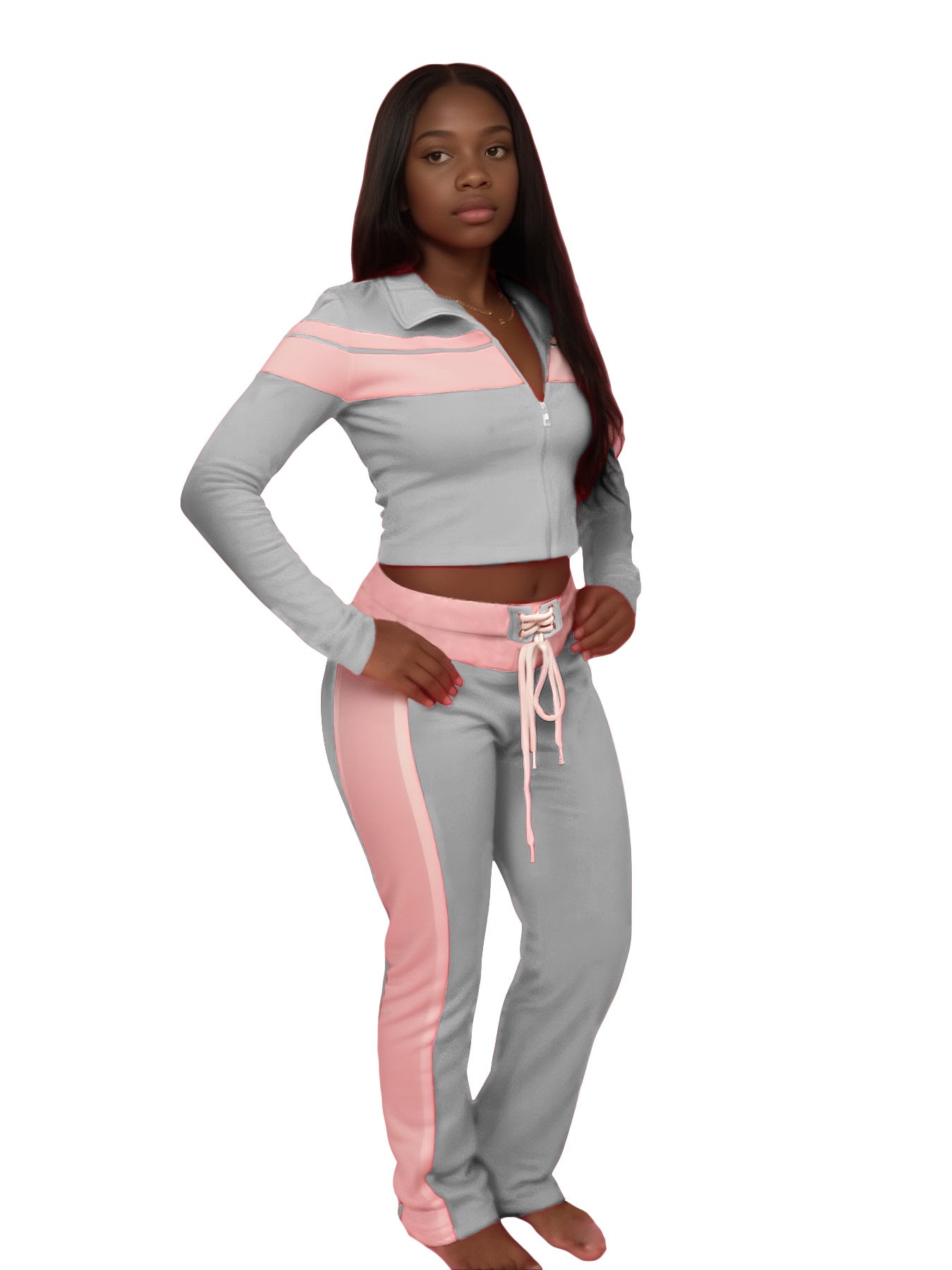 Women's Wear Printed Patchwork Long Sleeves Shoulder Strap Suits