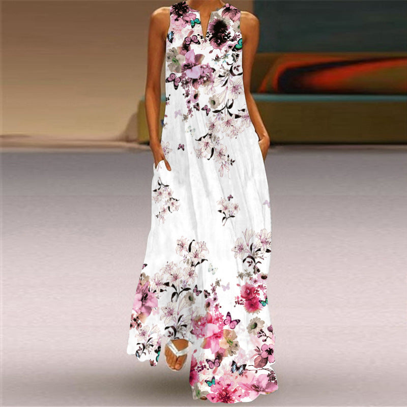 Women's Summer Sleeveless Dress Printed Emerald Dresses