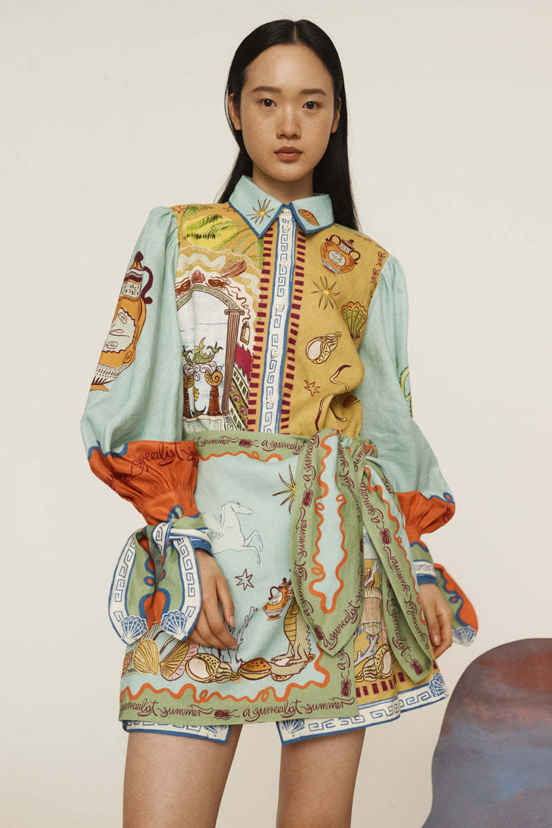 Fashion Casual Linen Shirt Collar Sheath Dress