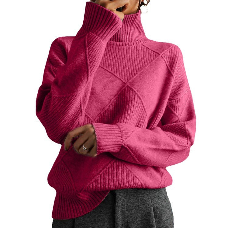 Women's Loose Temperament Commuter Solid Color Turtleneck Sweater