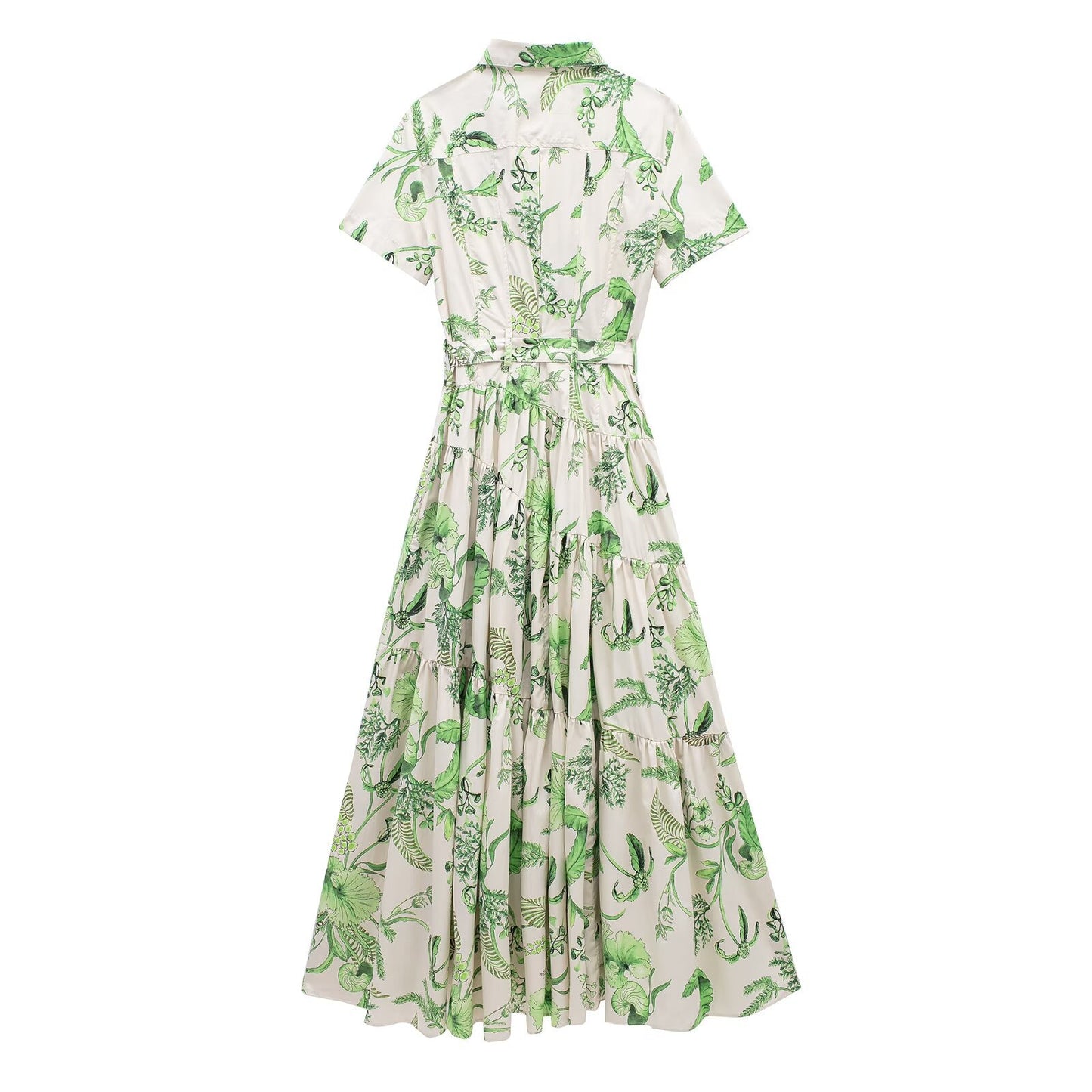 Spring Series Printing Belt Shirt Dress Dresses