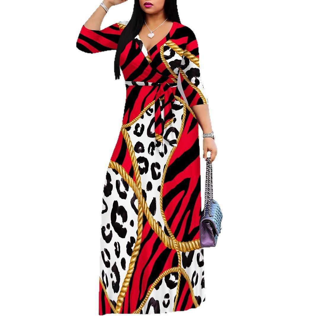 Glamorous Classic Women's Autumn Wave Pattern Dress