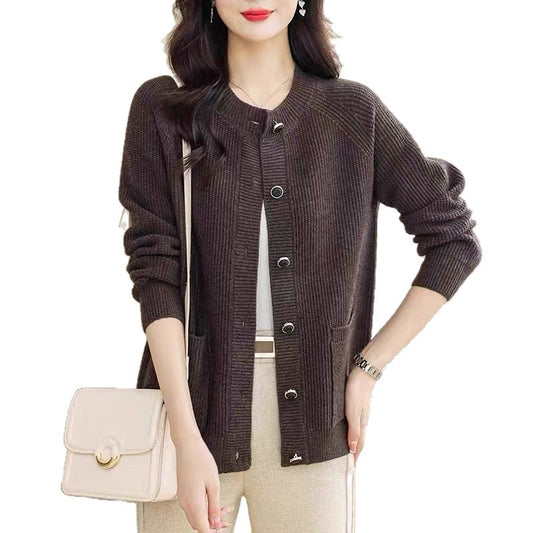 Women's Knitted Solid Color Long Sleeve Loose Women's Sweater
