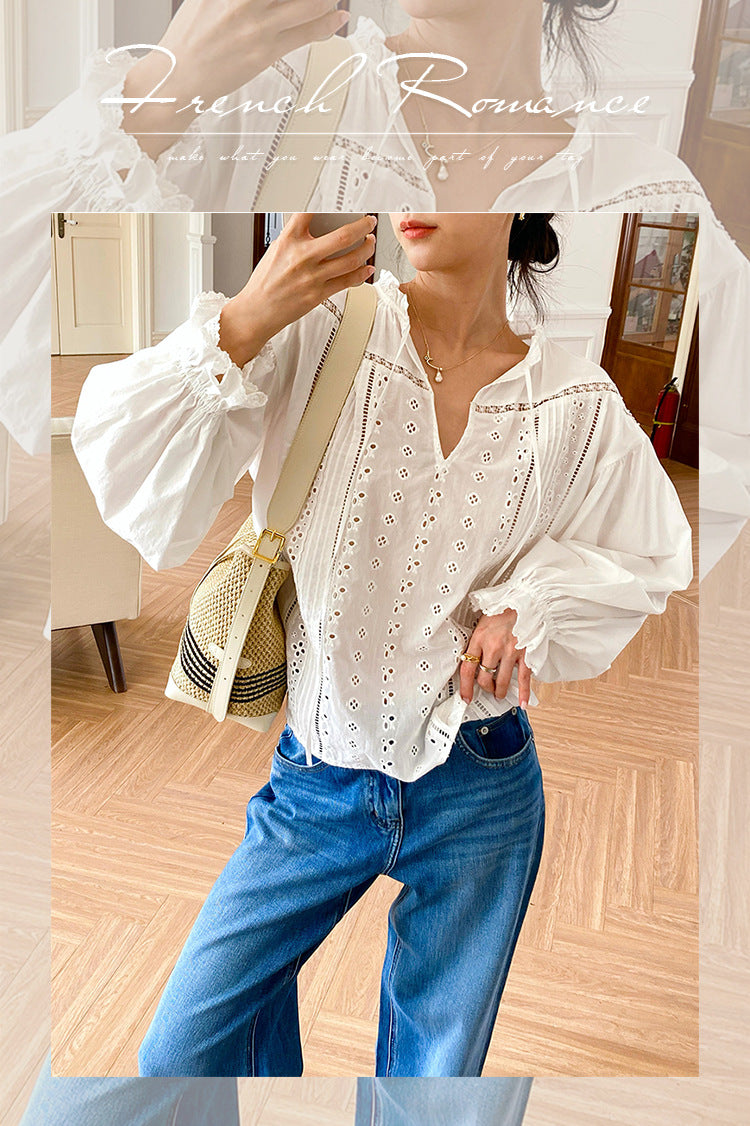 Women's Style White Shirt Long Sleeve Stylish Blouses
