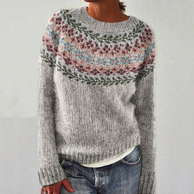 Women's Round Neck Multicolor Loose Fashion Pullover Sweater