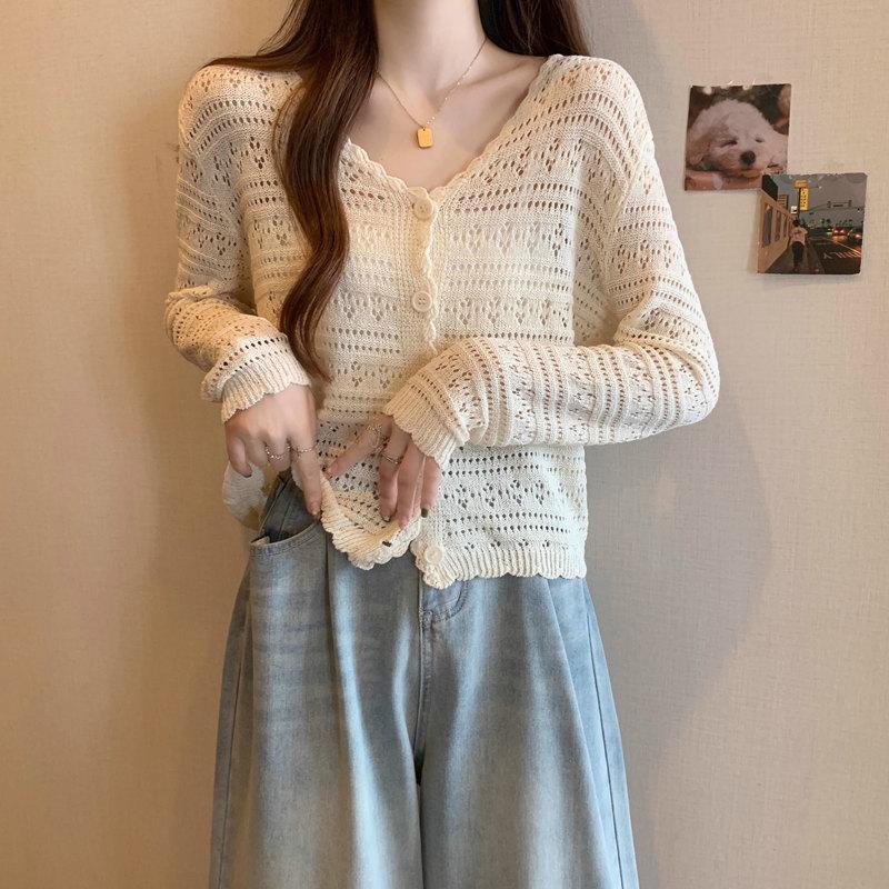 Women's Summer Solid Color Thin Hollow Shawl Women's Sweater