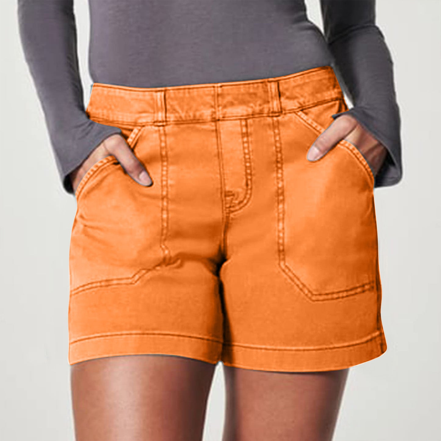 Fashion Simple Pocket Hip Lifting High Elastic Shorts