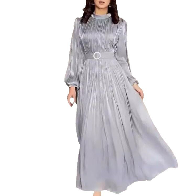 Organza Lantern Sleeve Long Slim Fit Dresses
