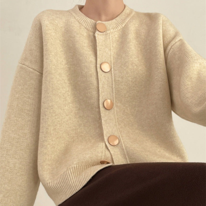 Women's Solid Color Knitted Idle Style Loose Sweater