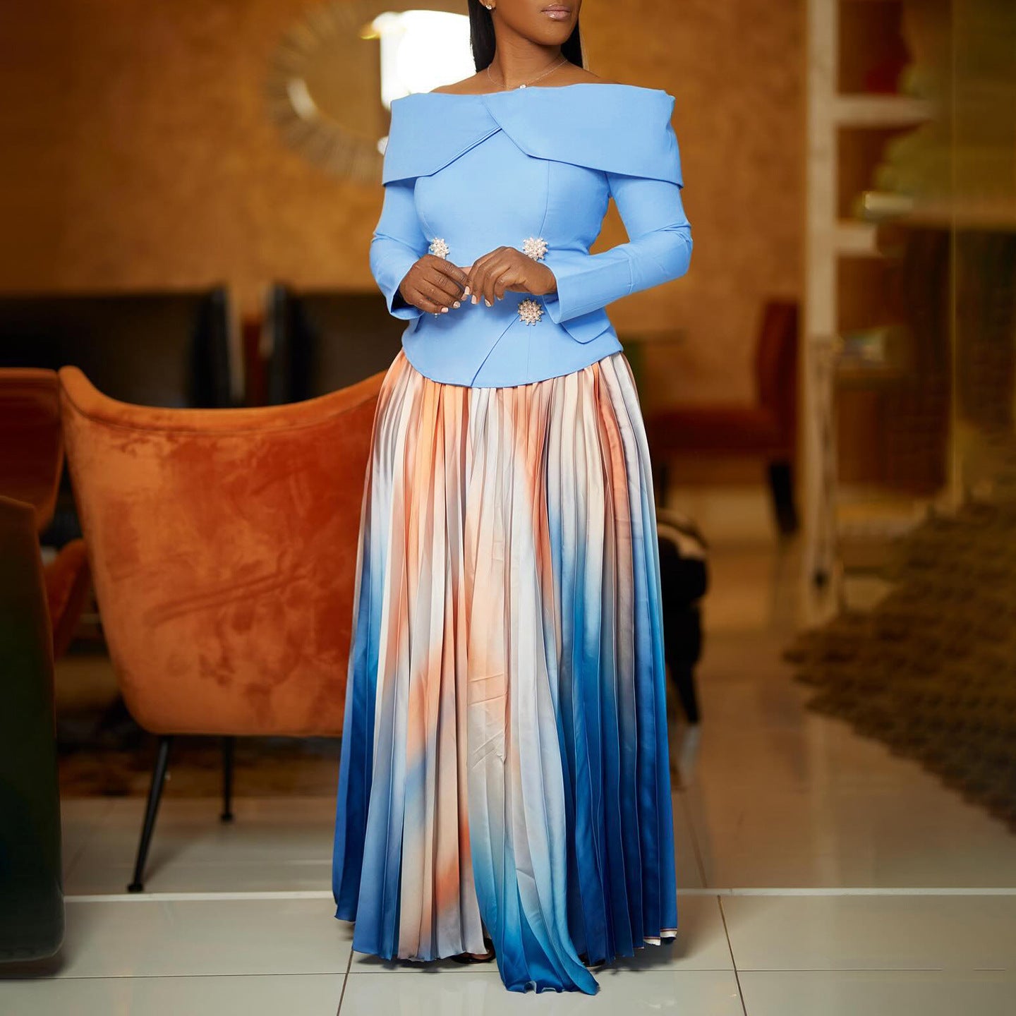 Cool Fashionable Elegant Long Dress African Suits