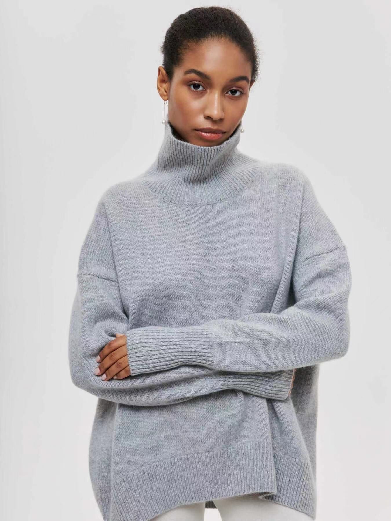 Casual Women's Loose Mock Neck Russian Sweater