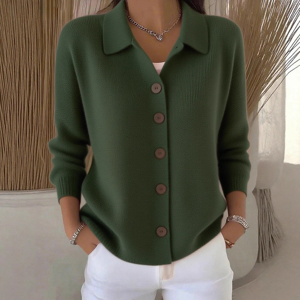Women's Knitted Button Solid Color Casual Fashion Sweater