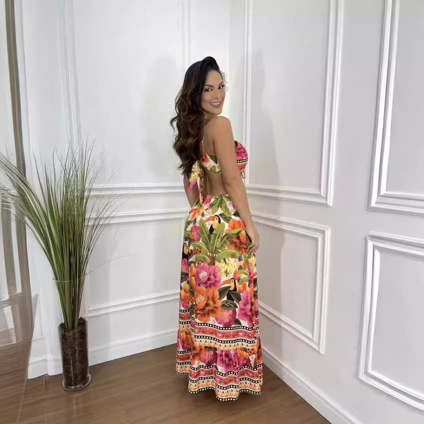 Summer Available Spaghetti Straps Sleeveless Backless Slim Fit Sexy Dress