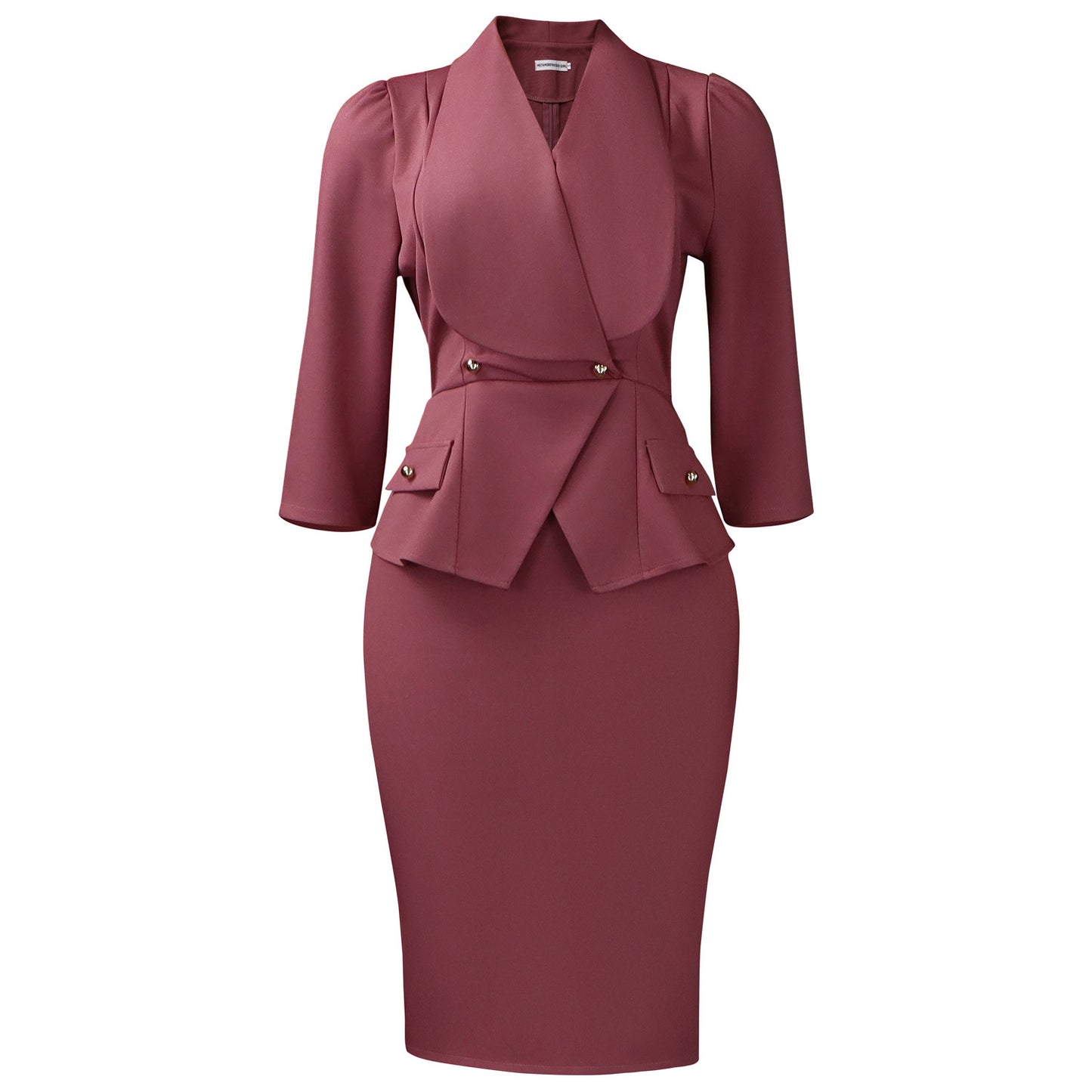 Women's Fashion Elegant Lapel Three-quarter Sleeve Ol Dress