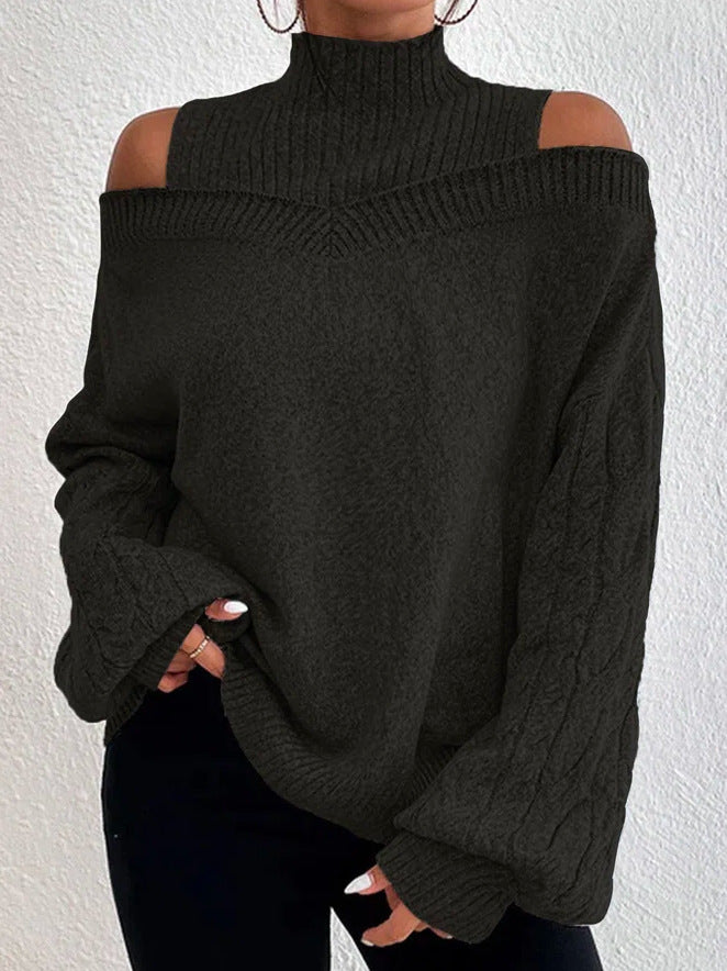Casual Women's Mock Neck Loose Large Sweater
