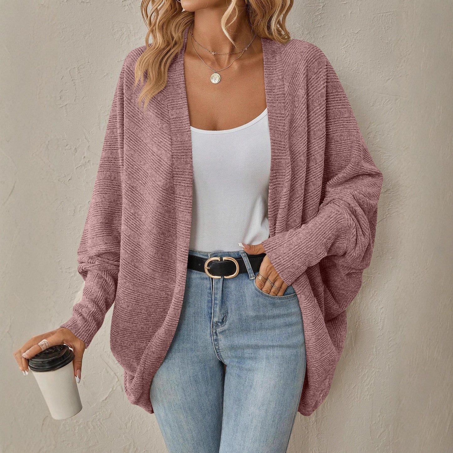 Elegant Women's Knitted Solid Color Mid-length Women's Sweater