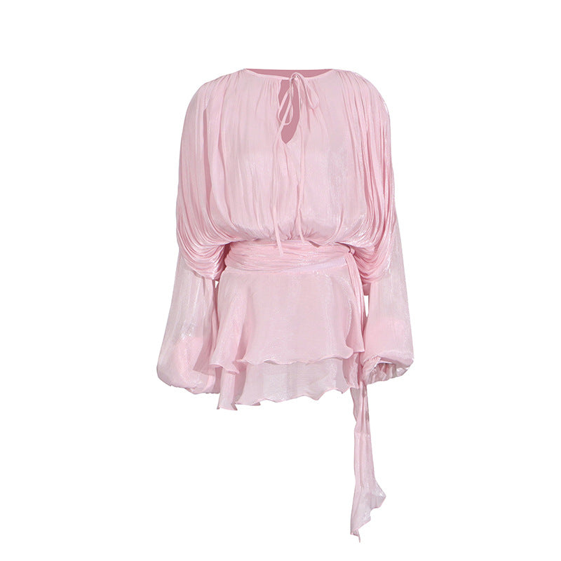 Spring Fashion Small People Pure Want Hollow Pleated Dresses