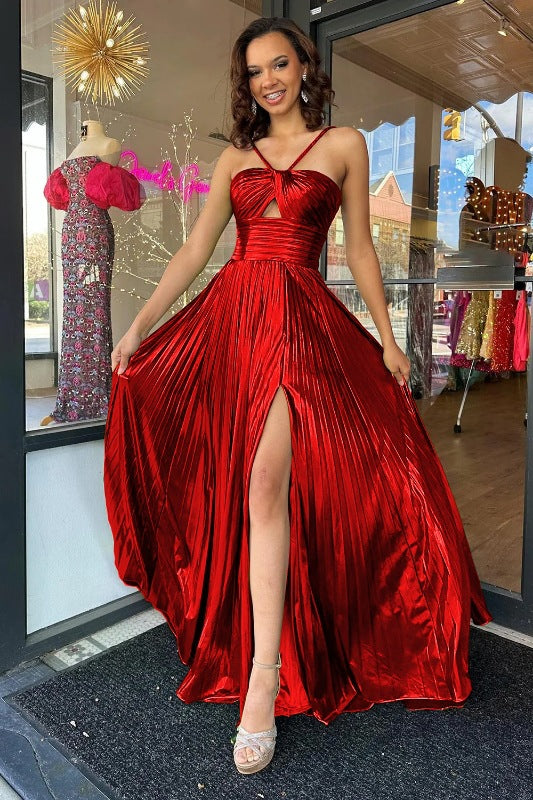 Women's Dress Sexy Split Sleeveless Bronzing Backless Dresses