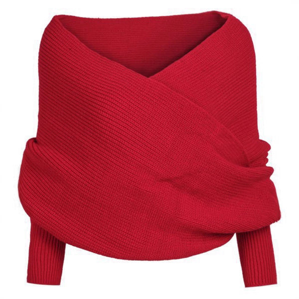 V-shaped Cross Knitted Thread Sexy Shawl Women's Sweater