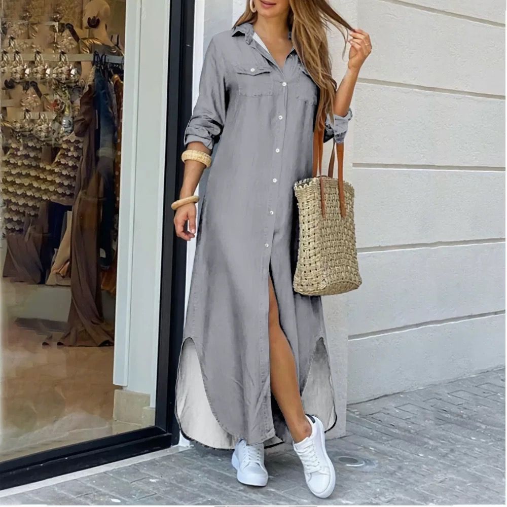 Comfortable Women's Fashion Sexy Print Shirtdress Dress