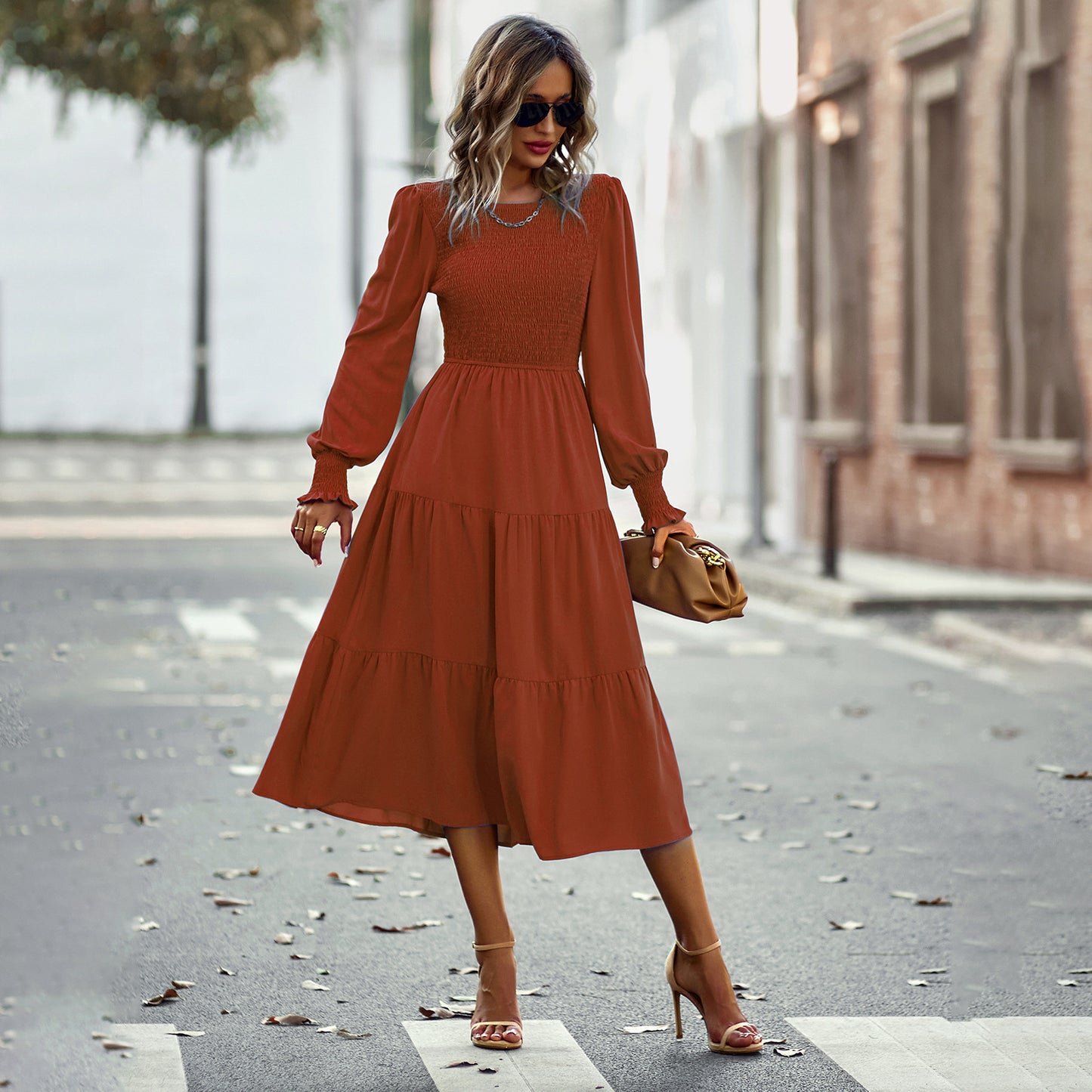 Women's Large Swing Dress Leisure Vacation Cinched Clothing