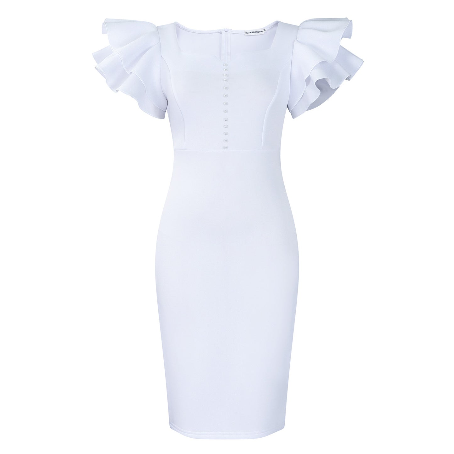 Women's Summer Fashion Wear Beaded Ruffle Sleeve Sheath Dress