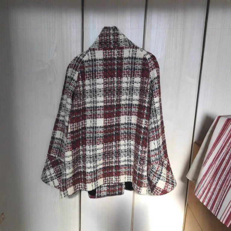 Women's Thickened Classic Style Plaid British Woolen Coats