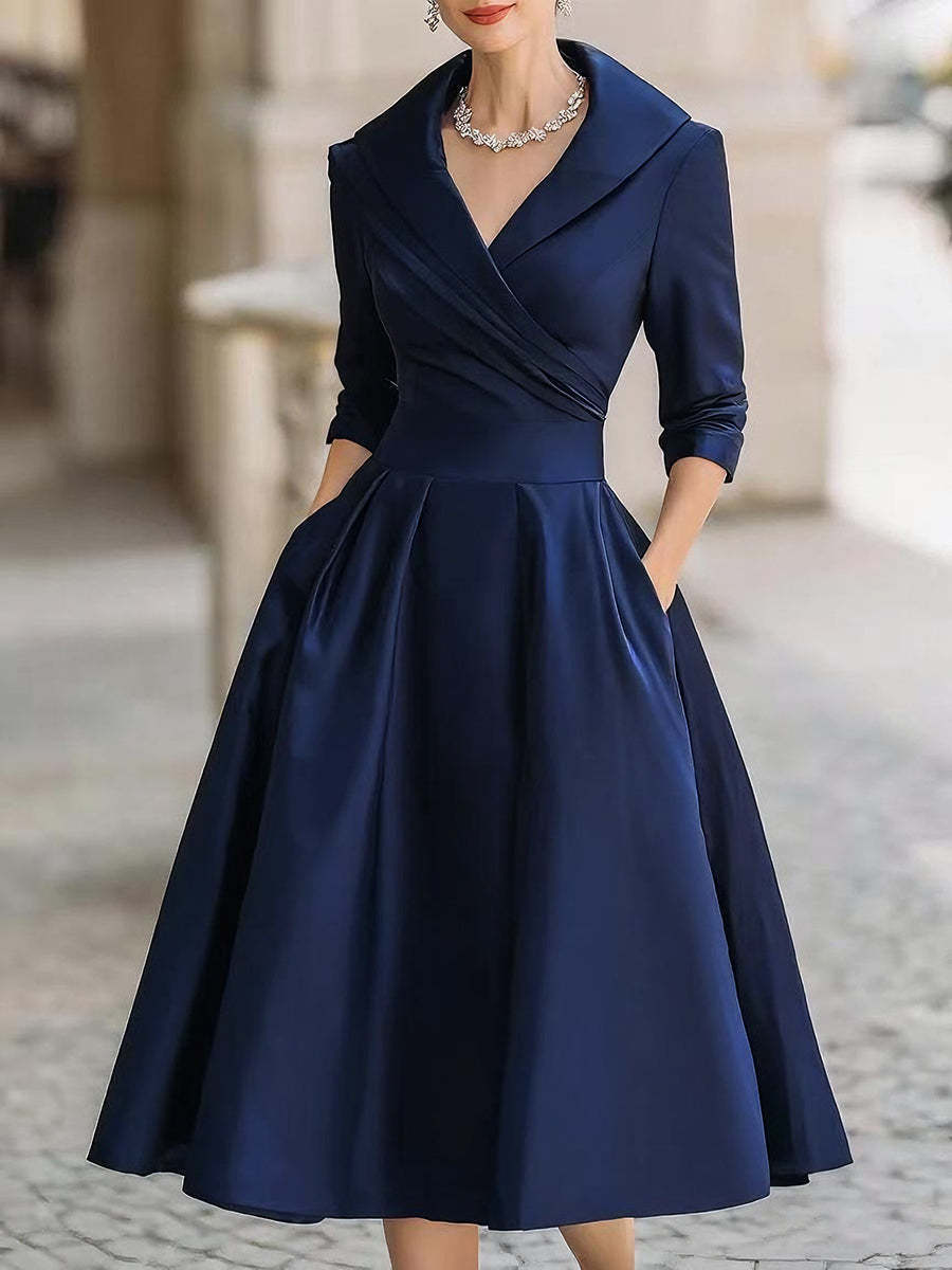 Women's Graceful Satin Waist Slimming Elegant Long Dress