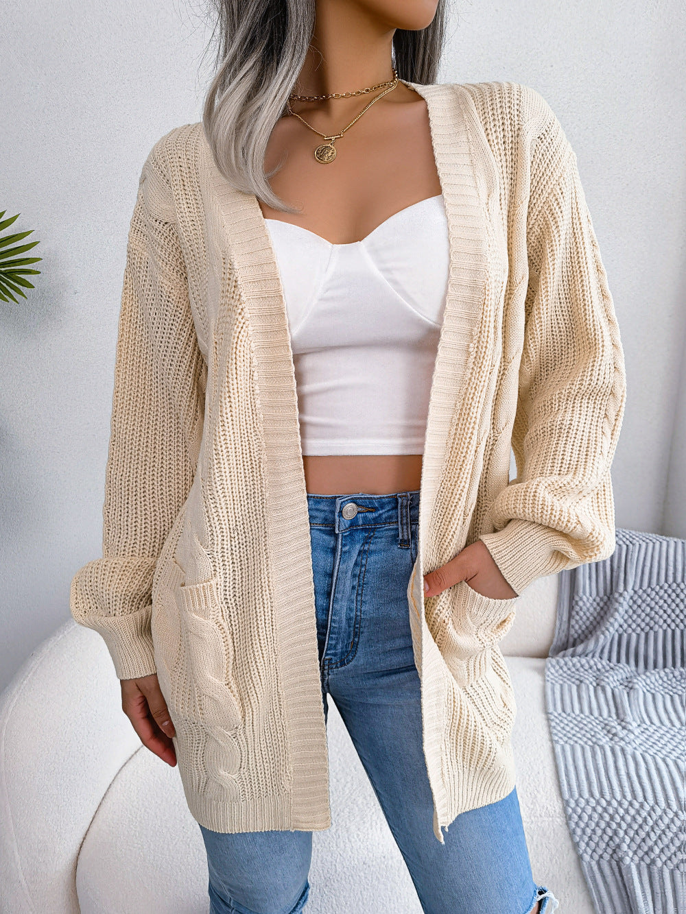 Women's Clearance Twist Lantern Sleeve Casual Pocket Coats
