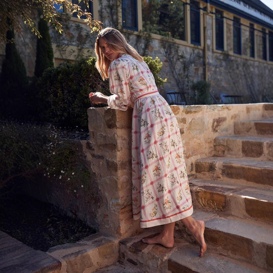 Slouchy Casual Linen Long Flower Dress Dresses