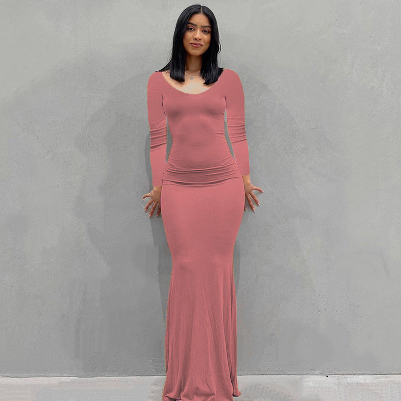 Classy Women's Long Casual Long-sleeved Home Dress