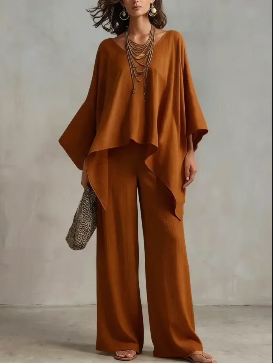 Women's Linen Elegant Simple Loose Ladies Solid Fashion Casual Suit