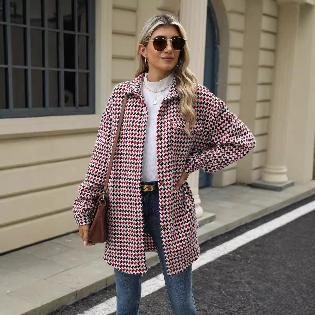 Women's Pretty Polo Collar Mid-length Woolen Coats