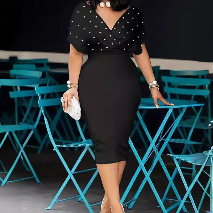 Pure Color Half Sleeve Back Zipper Dress
