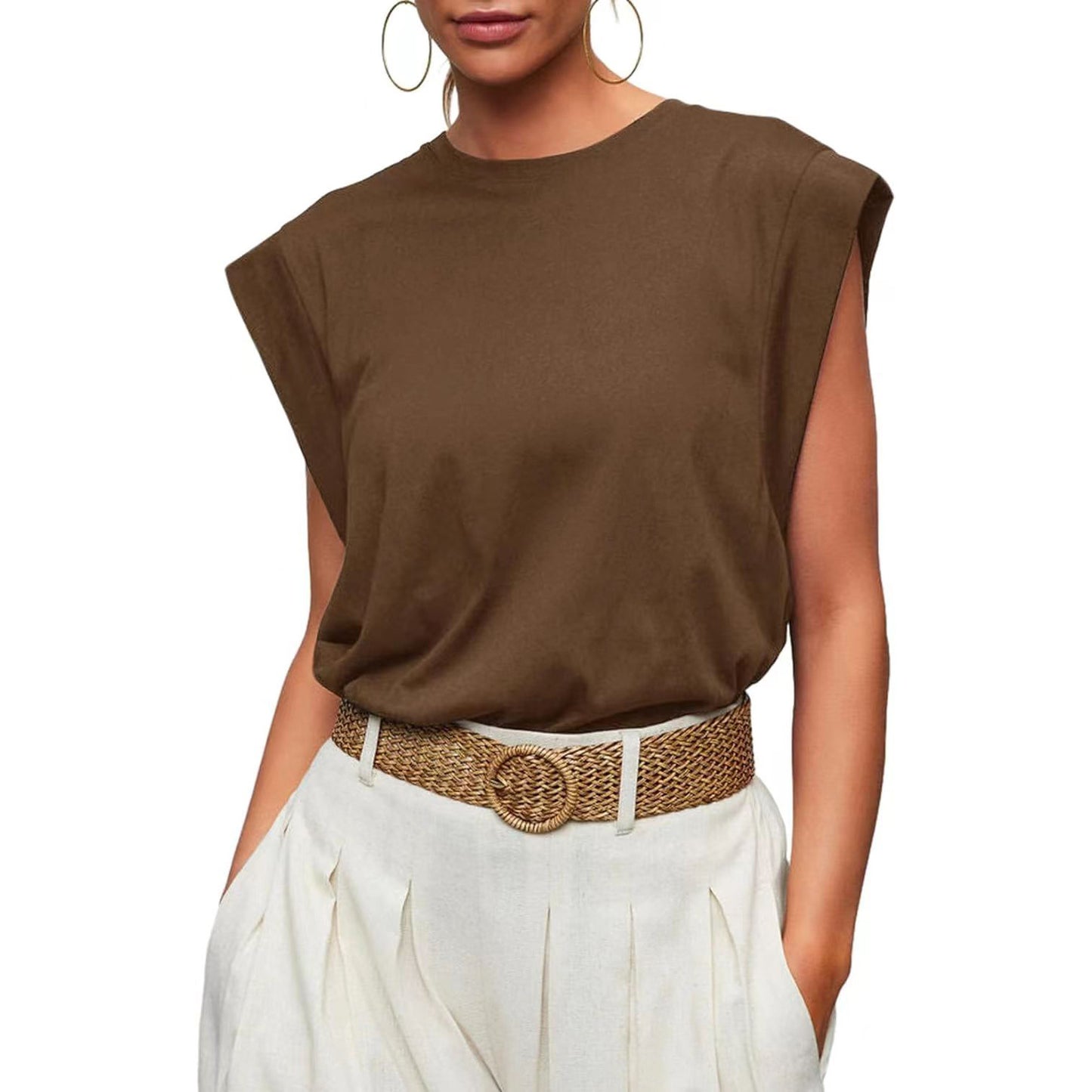 Women's Round Neck Loose Sleeves T-shirt Striped Blouses