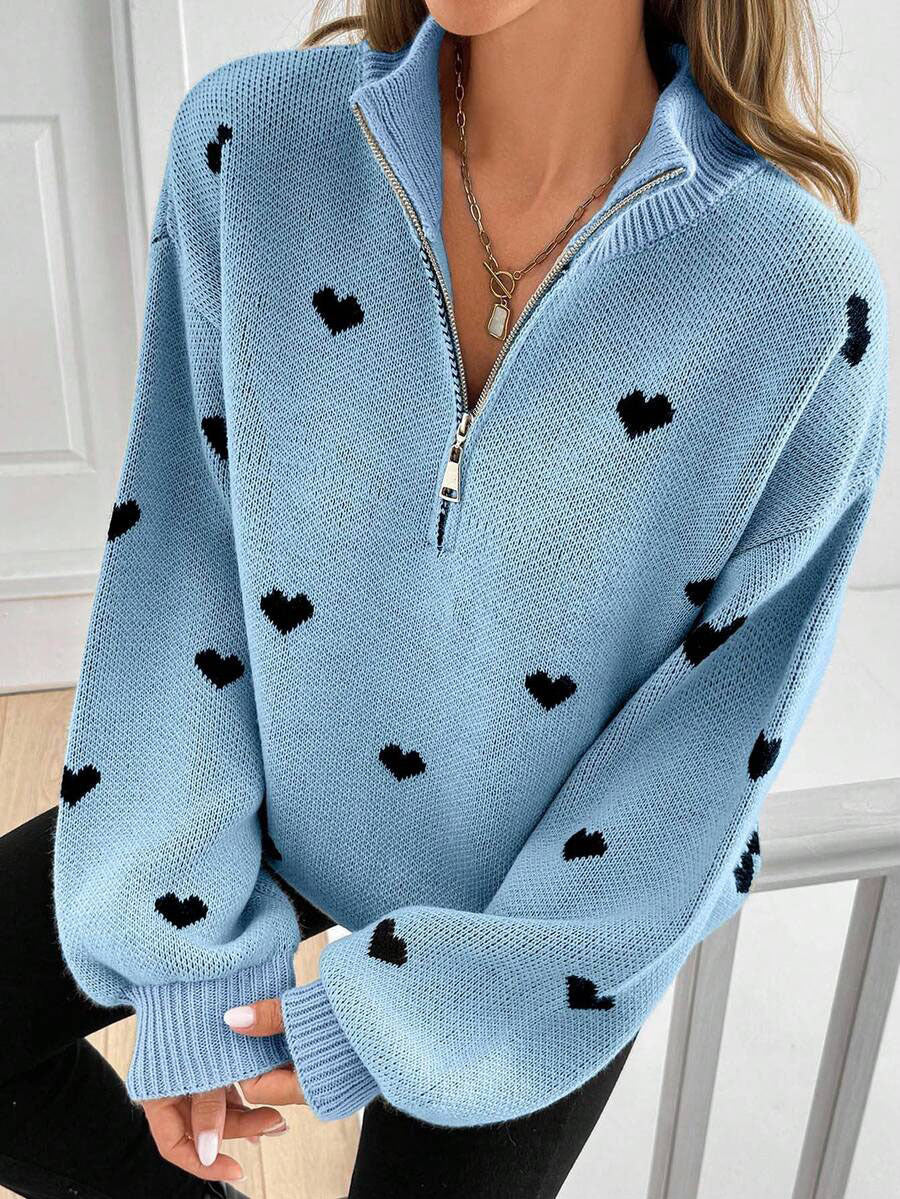 Women's Autumn Knitted Long Sleeve Love Pattern Sweaters