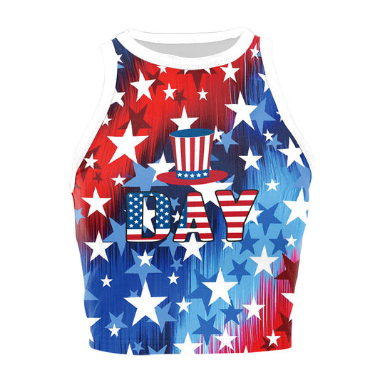Women's Independence Day Flag Digital Printing Sleeveless Tops