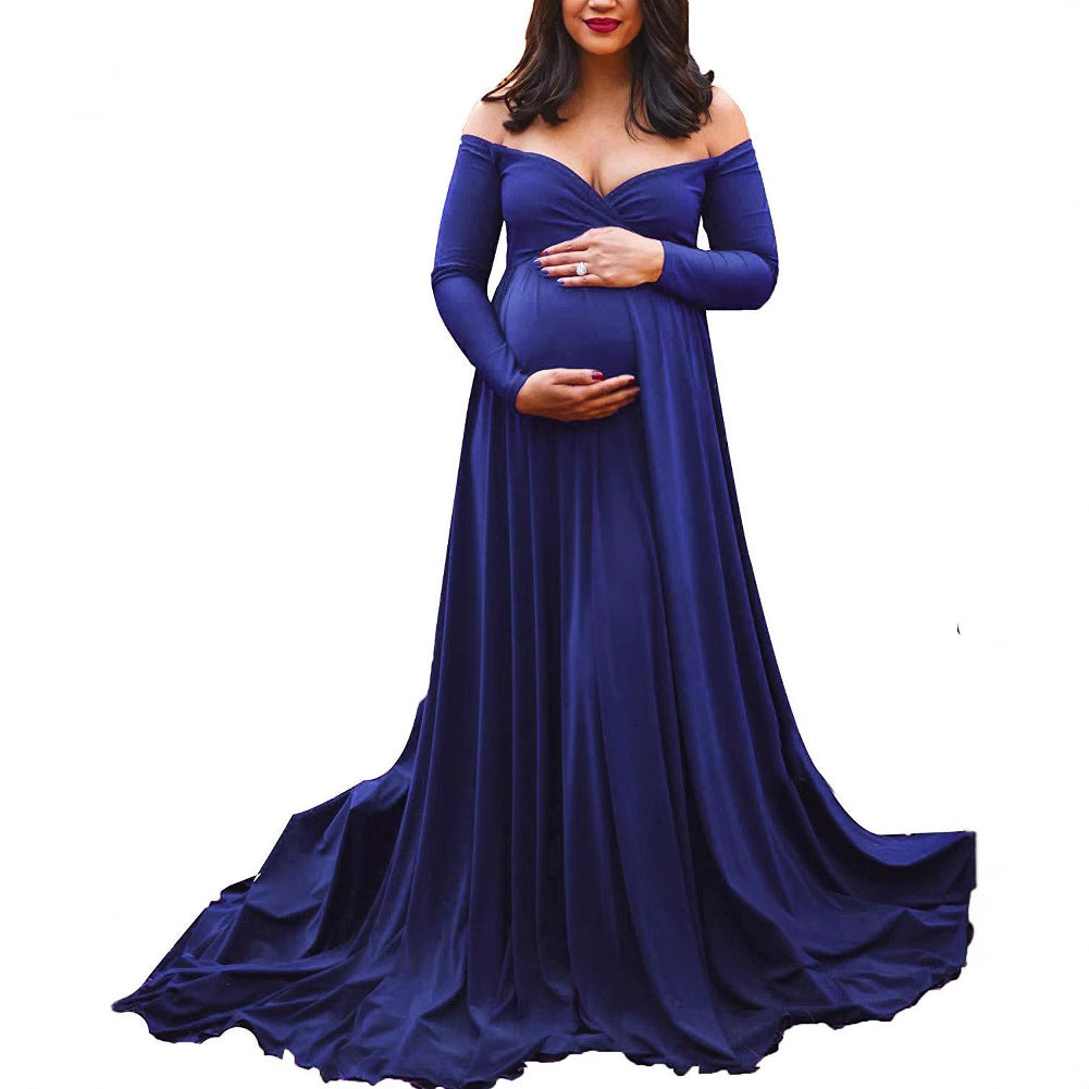 Women's Mercerized Cotton Trailing Expandable Dress Long Dresses