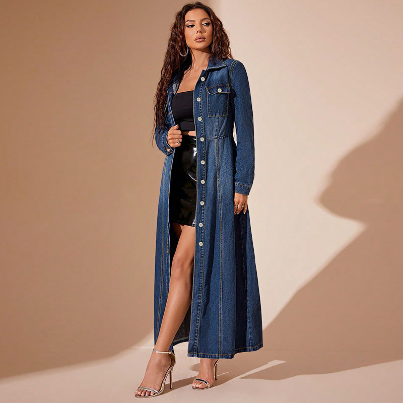 Women's Fashion Denim Button Dress Source Dresses