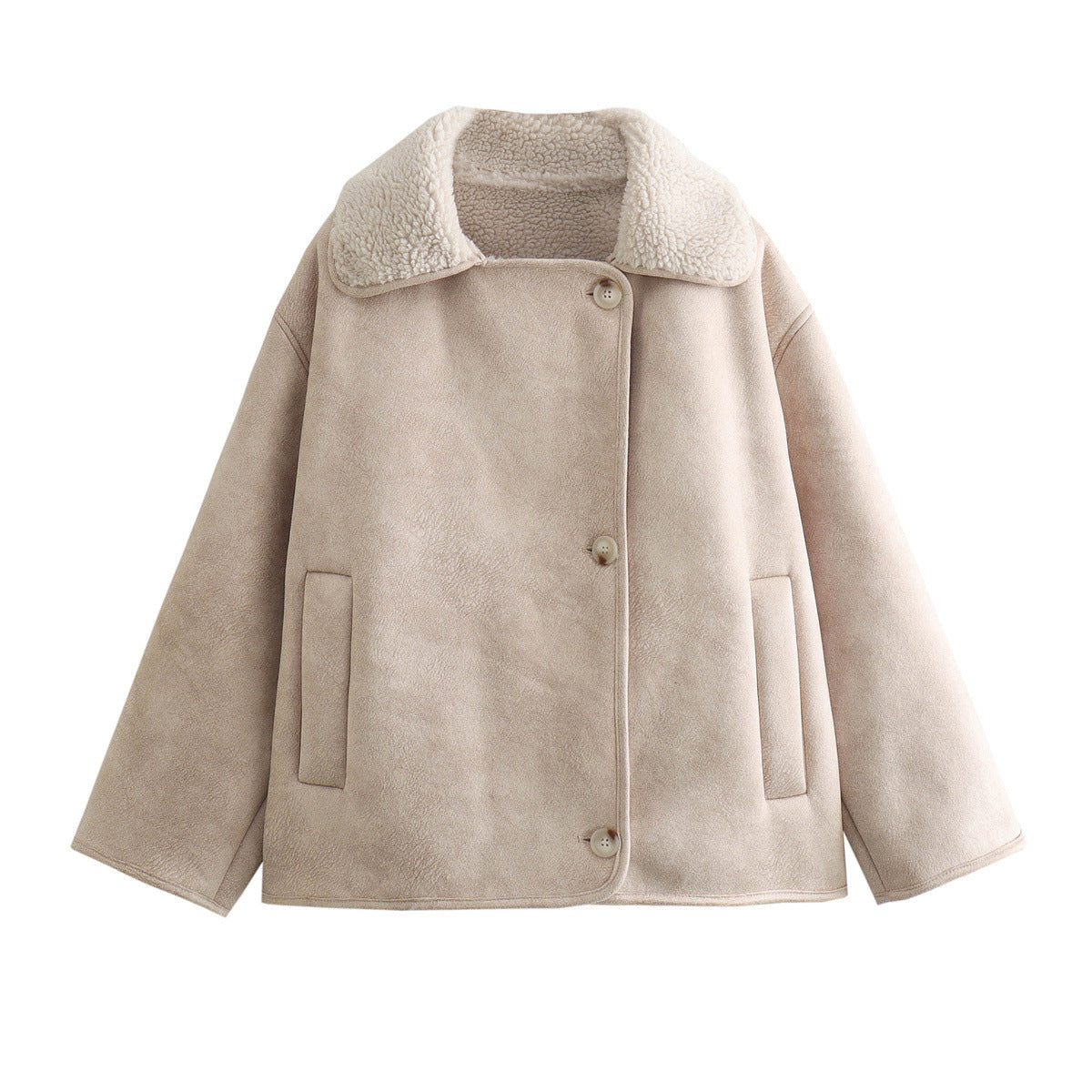 Women's Lapel Fur Suede Fleece-lined Warm For Coats